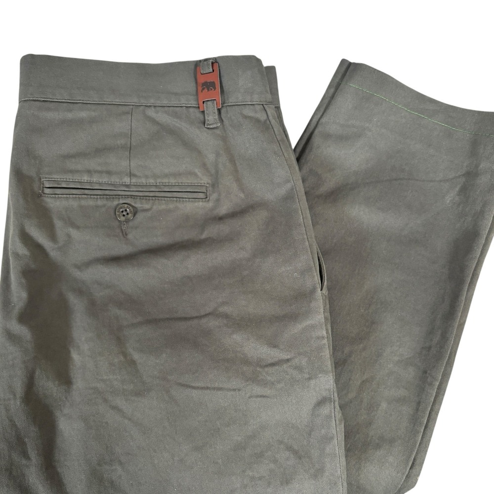 The Normal Brand Slim Fit Chino Pants Mens 36x28 Army Green Flat Front Stretch